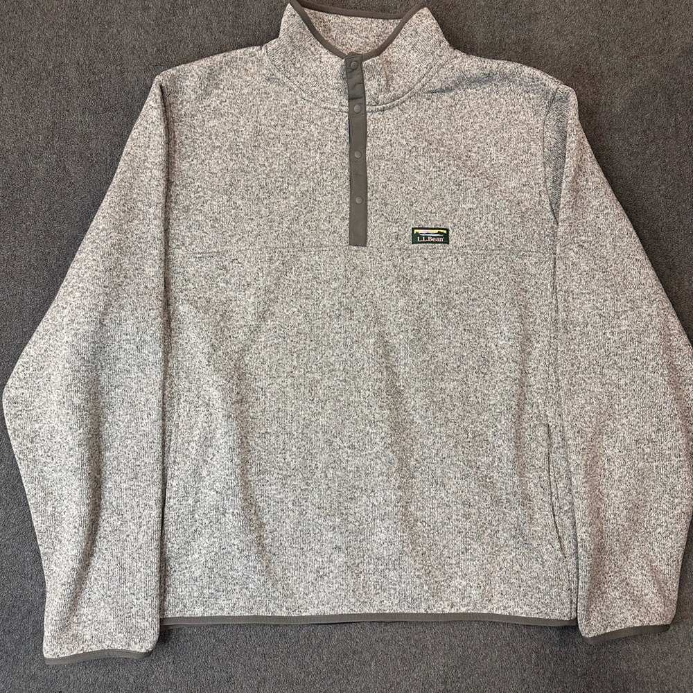 L.L. Bean Snap Fleece Slightly Fitted Grey Men’s 3XL Fleece Heavyweight Outdoor